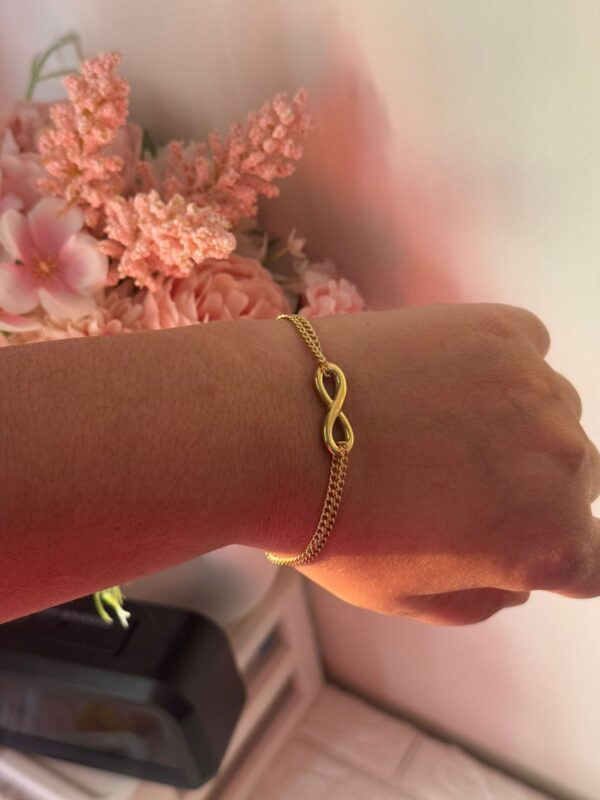 18k gold plated on stainless steel infinity two layer chain bracelet(For medium to large wrist) - Image 6