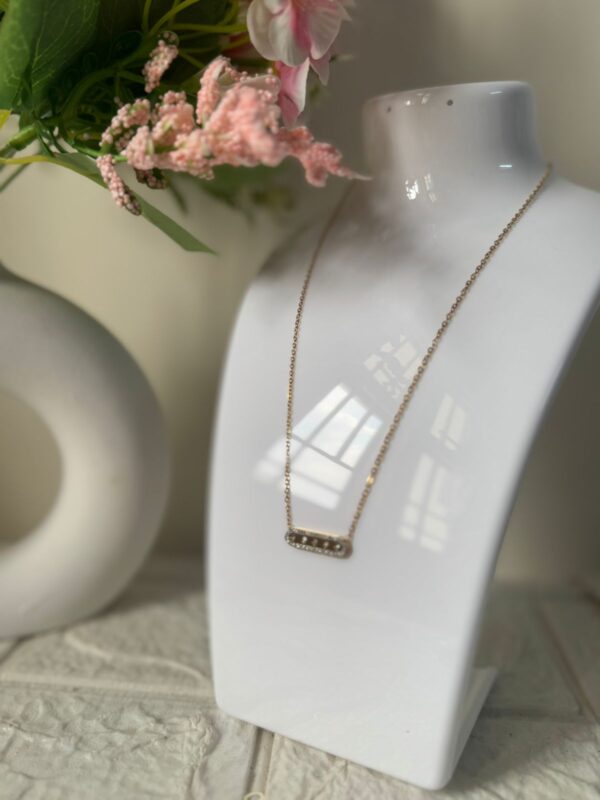 18k gold plated on Stainless Steel Anti Tarnish Horizontal stone necklace - Image 5