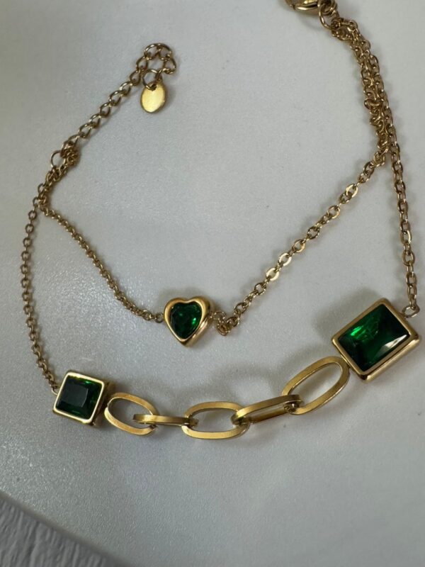 Antitarnish premium quality stainless steel Green Emerald chain bracelet