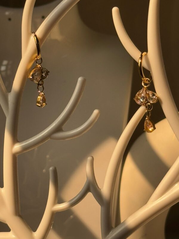 18k gold plated on Stainless steel AD Stone hoop model Antitarnish earrings waterproof - Image 7