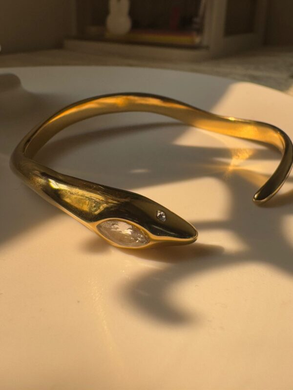 18K gold plated on 316L stainless steel Snake cuff - Image 7