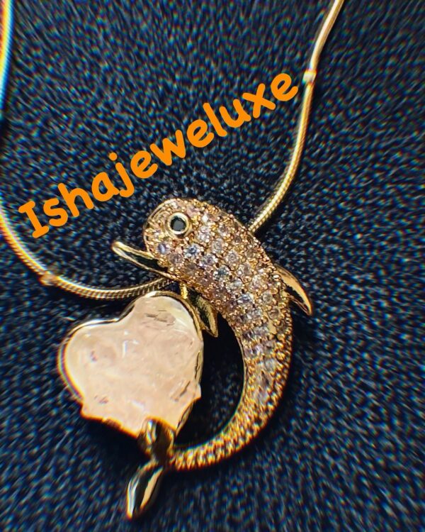 Dolphin pendant Gold plated on Stainless Steel Anti Tarnish necklace