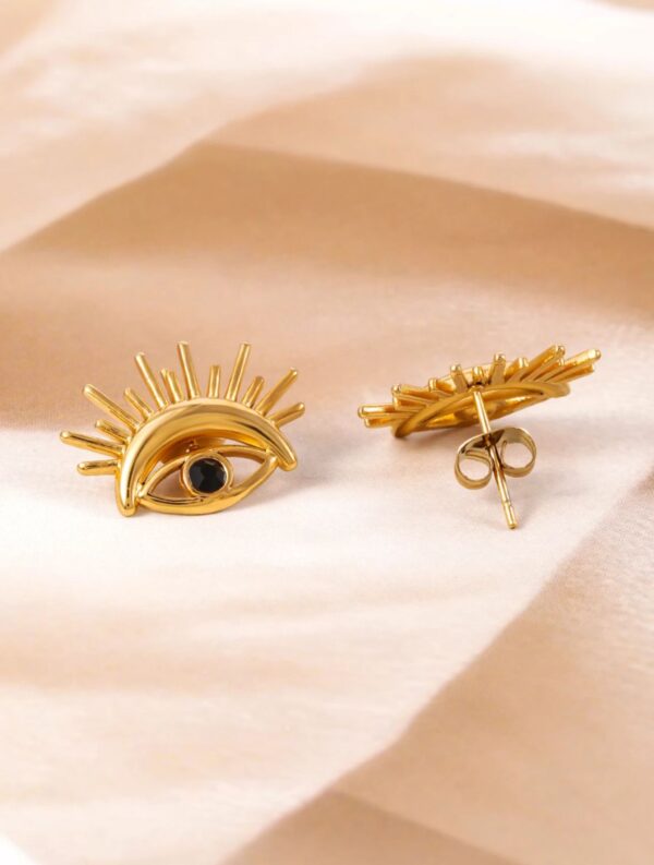 18k Gold plated on stainless steel Evil Eye Antitarnish stud - Image 2