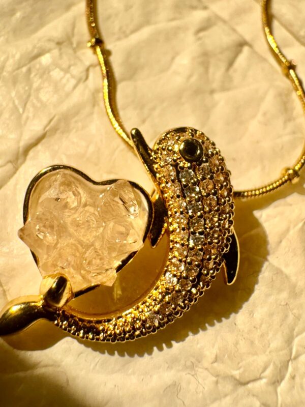 Dolphin pendant Gold plated on Stainless Steel Anti Tarnish necklace - Image 2