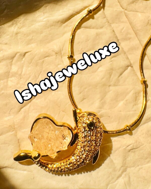 Dolphin pendant Gold plated on Stainless Steel Anti Tarnish necklace - Image 3