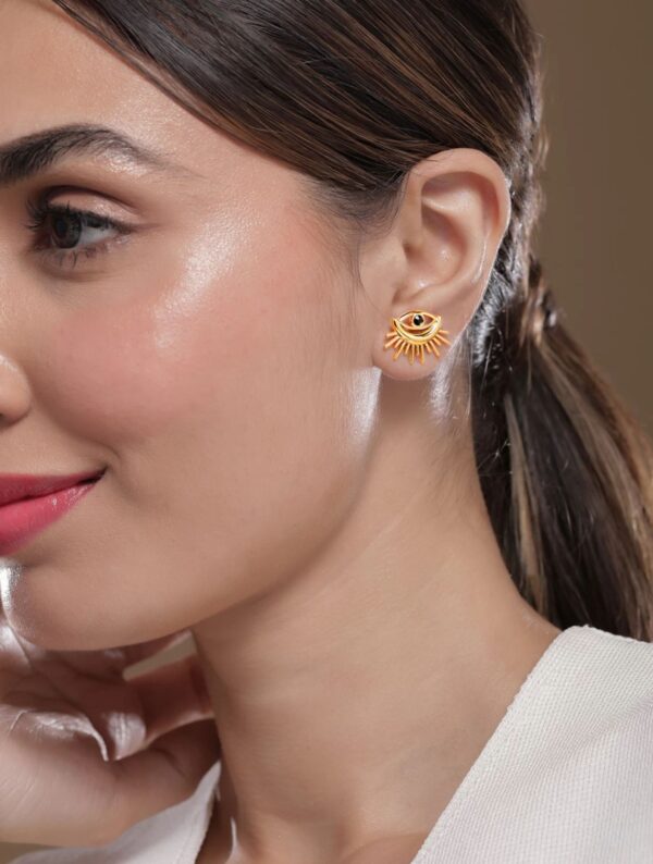 18k Gold plated on stainless steel Evil Eye Antitarnish stud - Image 4