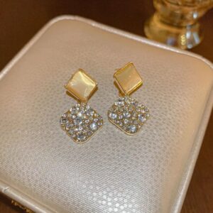 Sandal color watery stone korean style earrings