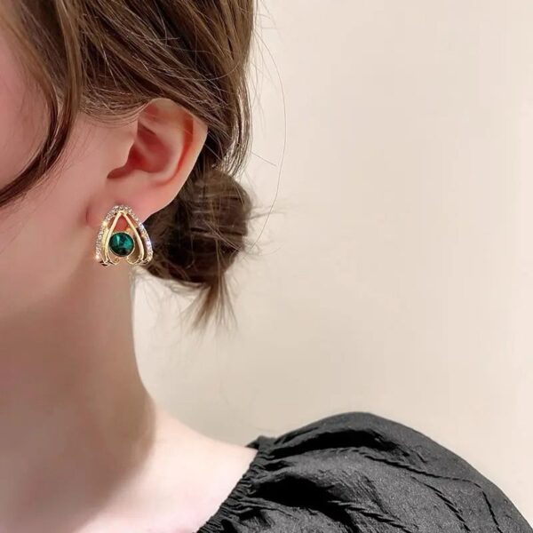 Green emerald stone Korean fashion stud - Image 2