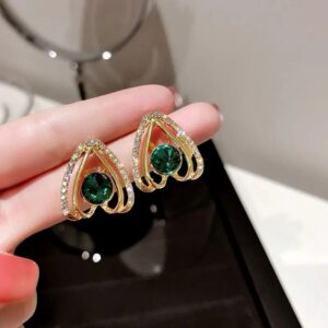 Green emerald stone Korean fashion stud