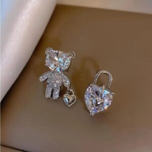 Mis-Match Korean fashion teddy lock earrings with sterling needles