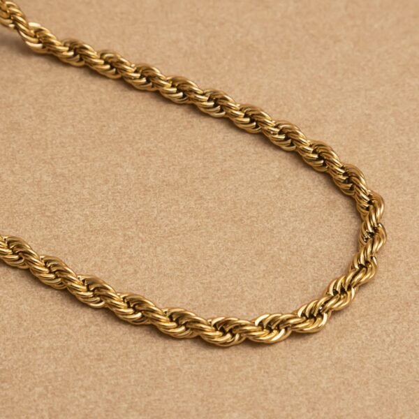 Twisted Rope gold plated on Stainless Steel Anti Tarnish necklace - Image 2
