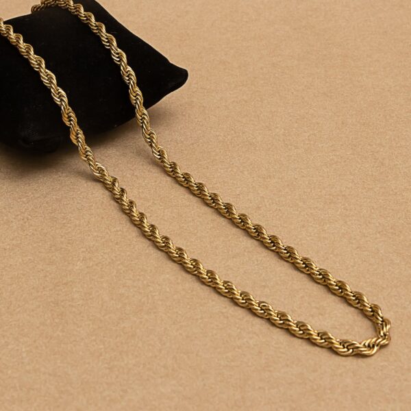 Twisted Rope gold plated on Stainless Steel Anti Tarnish necklace - Image 3