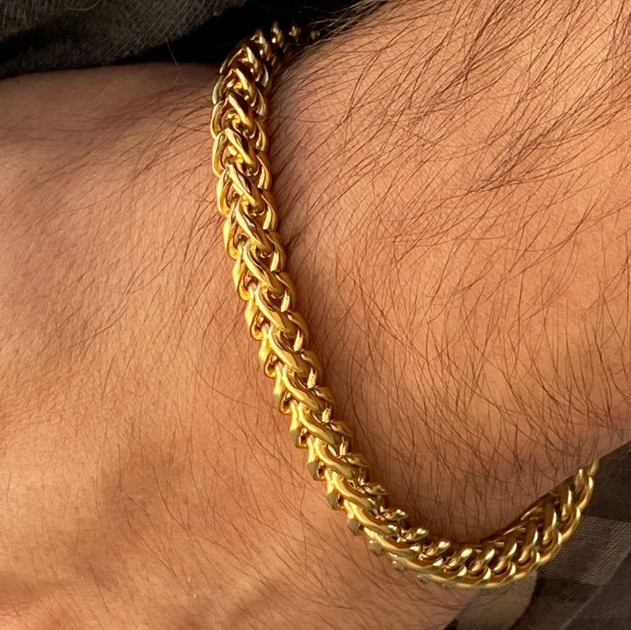 Men's 18k gold plated on stainless steel, Anti tarnish chain Bracelet