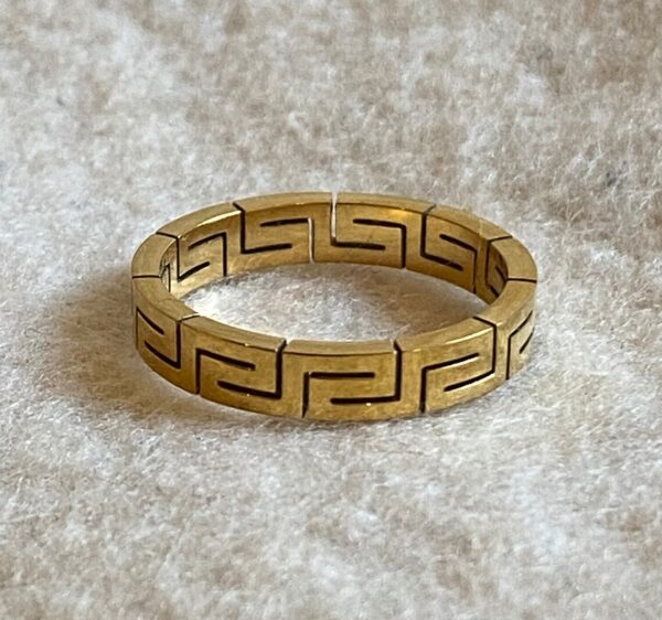Unisex Greek ring Gold plated on Stainless Steel Rings Antitarnish Model 6 ,SIZE 9