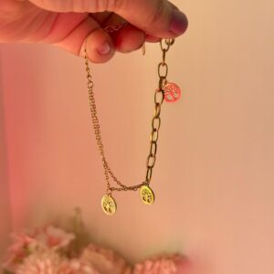 Tree lucky Charm 18k gold plated on stainless steel chain bracelet