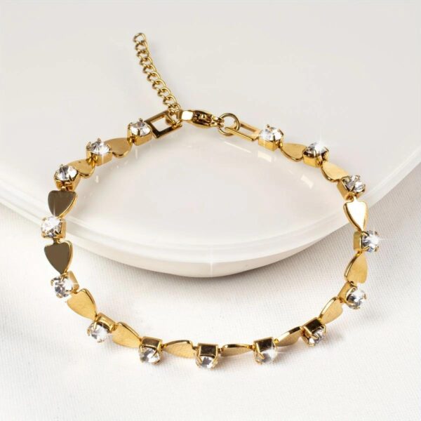 18k gold plated on stainless steel alter stone and heart chain bracelet - Image 3