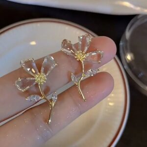 Glass flower premium quality Korean earrings