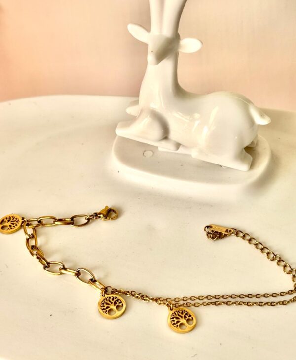 Tree lucky Charm 18k gold plated on stainless steel chain bracelet - Image 10