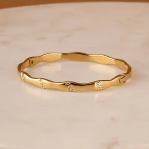 Wave alter stone 18k gold plated on Stainless Steel anti tarnish bracelet