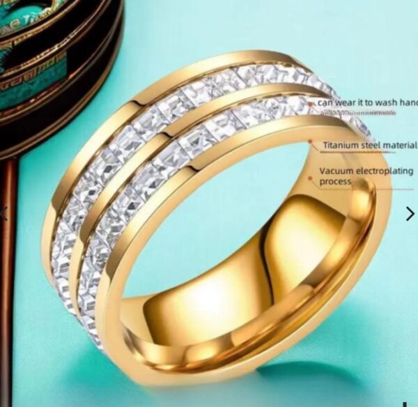 18K Gold plated plain Titanium Steel men's Rings Antitarnish Model 5 ,SIZE 9 - Image 2