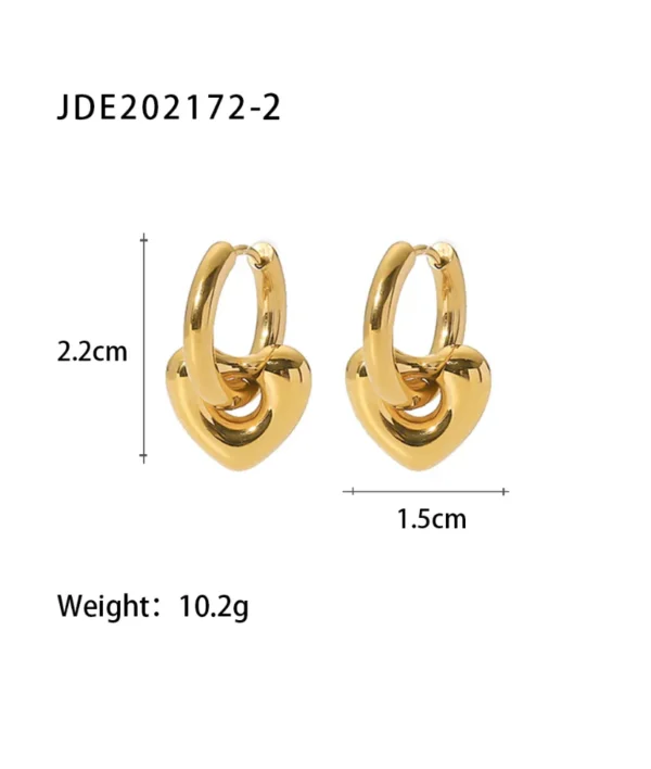 Heartshift Hoops 18k Gold plated on stainless steel Antitarnish - Image 5