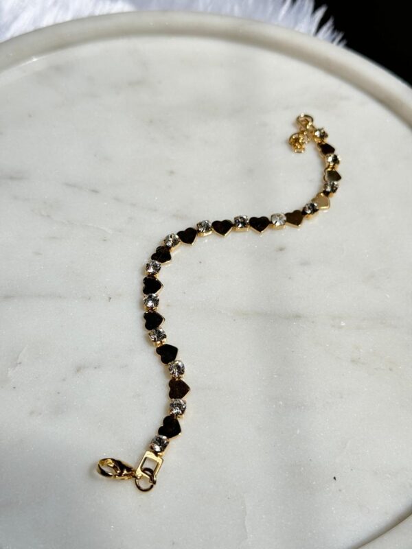 18k gold plated on stainless steel alter stone and heart chain bracelet - Image 4