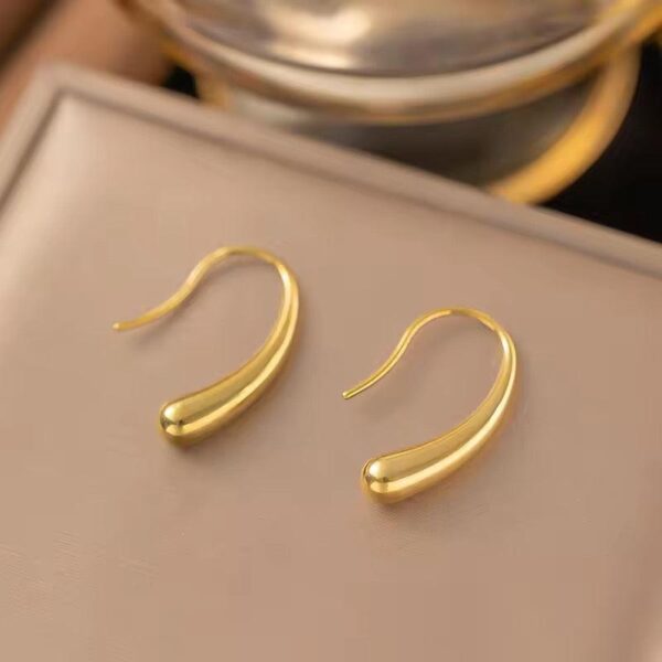 Hook semi hoops minimal 18k Gold plated on stainless steel earrings - Image 3