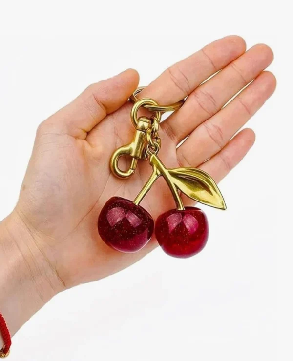 Metal resin Glitter Cherry Bag/Car/Bike key Charm With Key Ring And Clip- Key Chain size 6 - Image 5