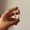 AD stones on hole twisted 18k gold plated on Stainless Steel Kada -size 2.3/ 2.4 - Image 4