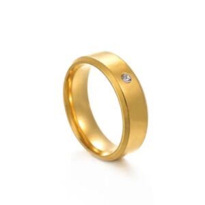14K Gold plated single stone Titanium /SS Steel men's Rings Antitarnish Model 3, SIZE 9