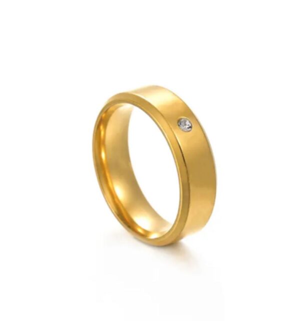 14K Gold plated single stone Titanium /SS Steel men's Rings Antitarnish Model 3, SIZE 9