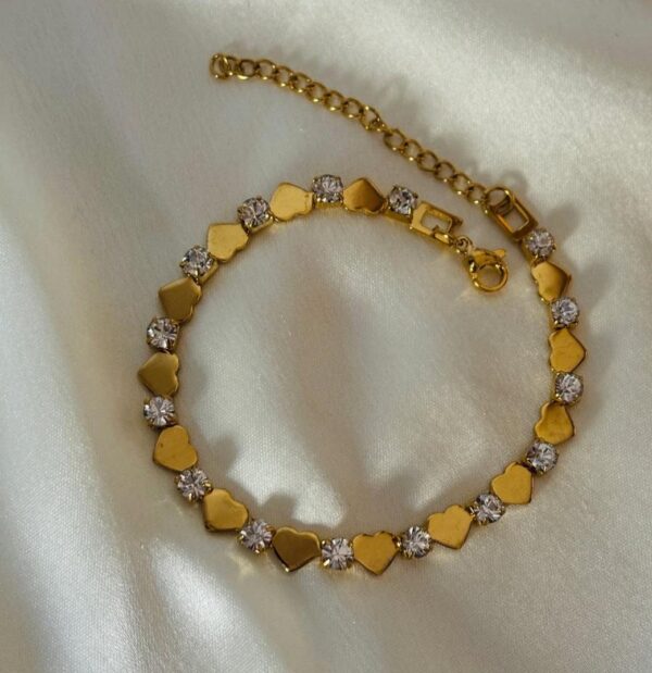 18k gold plated on stainless steel alter stone and heart chain bracelet - Image 5