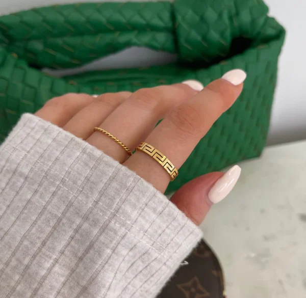 Unisex Greek ring Gold plated on Stainless Steel Rings Antitarnish Model 6 ,SIZE 9 - Image 3