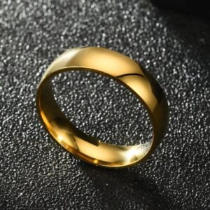 18K Gold plated plain Titanium /SS Steel men's Rings Antitarnish Model 4, SIZE 9