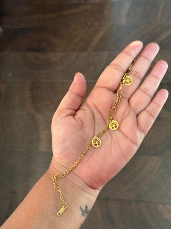Tree lucky Charm 18k gold plated on stainless steel chain bracelet - Image 5