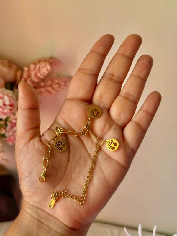 Tree lucky Charm 18k gold plated on stainless steel chain bracelet - Image 7