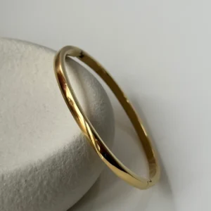 Plain ultra shiny 18k gold plated on Stainless Steel anti tarnish bracelet