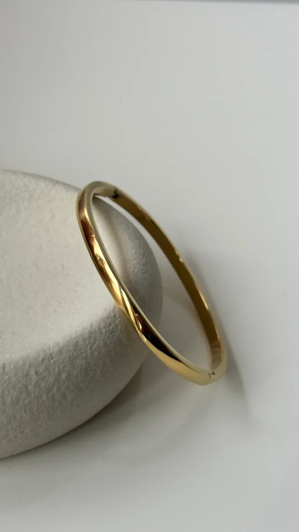 Plain ultra shiny 18k gold plated on Stainless Steel anti tarnish bracelet