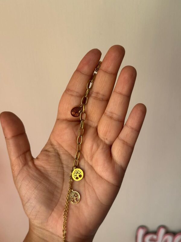Tree lucky Charm 18k gold plated on stainless steel chain bracelet - Image 8