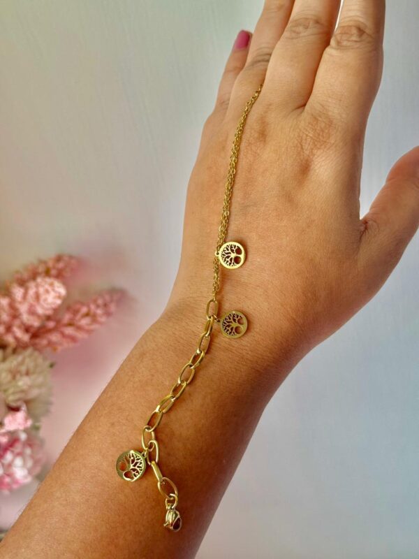 Tree lucky Charm 18k gold plated on stainless steel chain bracelet - Image 9