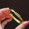 AD stones on hole twisted 18k gold plated on Stainless Steel Kada -size 2.3/ 2.4