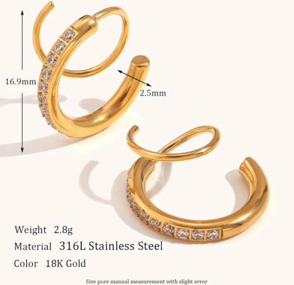 Spiral trendy Hoops 18k Gold plated on stainless steel Antitarnish - Image 3