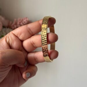 18k Gold plated on 316L stainless steel anti tarnish Star printed men's Kada