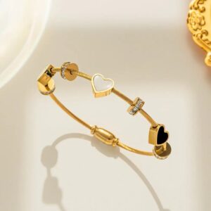 Love heart gold plated on Stainless Steel anti tarnish bracelet