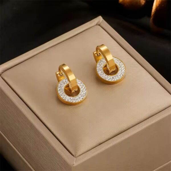 Dual circle 18k Gold plated on stainless steel anti tarnish Hoops earrings