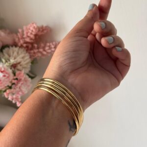Plain 4 Bangles anti tarnish set 18k gold plated on Stainless Steel,Size 2.4-2.6