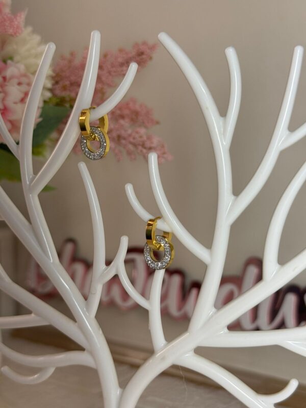 Dual circle 18k Gold plated on stainless steel anti tarnish Hoops earrings - Image 5