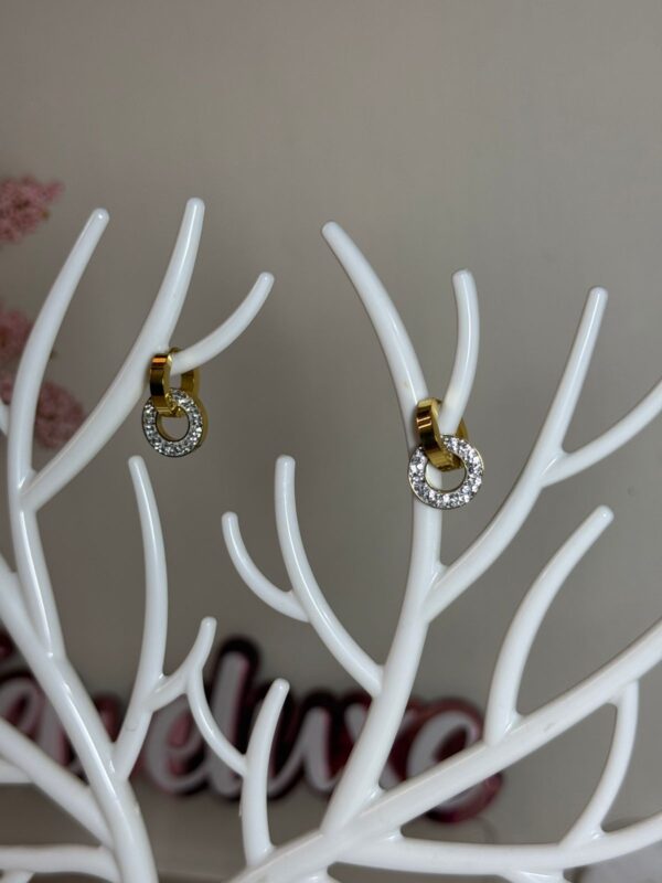Dual circle 18k Gold plated on stainless steel anti tarnish Hoops earrings - Image 6