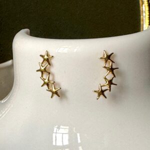 Multi stars Antitarnish 18k Gold plated on stainless steel side look stud