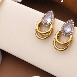 Antitarnish 18k Gold plated on stainless steel White stone Ethnic wear stud